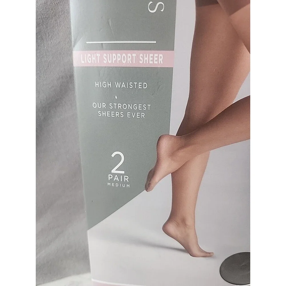 Silk Impressions Pantyhose 2 Pack M Coffee Bean 30 Denier Medium Support Sheer